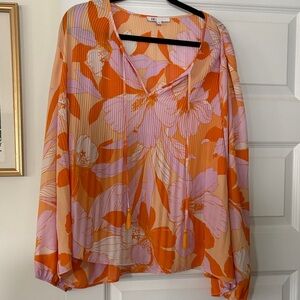DR2 Orange and Pink Floral Blouse